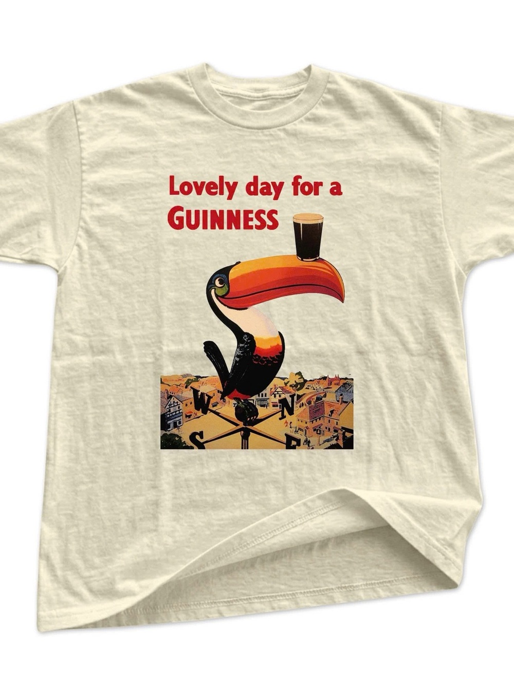 Gildan Cream Short Sleeve T-Shirt with Colorful Toucan Graphic